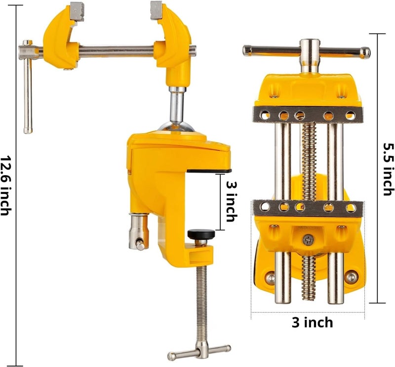 Dazefree Bench Vise, 360° Swiveling Articulating Vise, Clamp-On Vise for Workbench, Cast Steel Table Clamp Vise, Pipe Vise, Bench Vice for Woodworking, DIY, Drilling, Sawing, Metal Working - Image 2